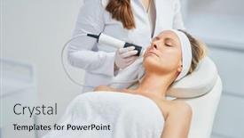  Presentation with beauty salon - Slides featuring woman-in-a-beauty-salon background and a light gray colored foreground