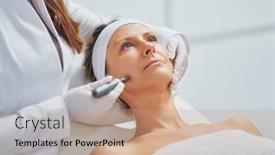  Presentation with needle - Slide set enhanced with woman-in-a-beauty-salon background and a coral colored foreground