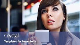  Presentation with cold brew coffee - Presentation having woman in a coffee break background and a ocean colored foreground