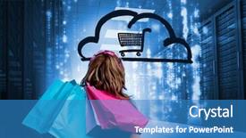  Presentation with data center - Theme consisting of woman in a data center background and a teal colored foreground
