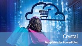  Presentation with power data center - Slide deck with woman in a data center background and a teal colored foreground