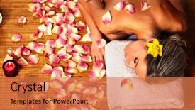  Presentation with spa day - Theme featuring woman in a day spa background and a coral colored foreground