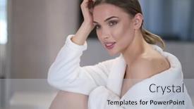  Presentation with home - Amazing slide set having woman-in-a-dressing-gow backdrop and a lemonade colored foreground