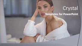  Presentation with home - Audience pleasing slide set consisting of woman-in-a-dressing-gow backdrop and a coral colored foreground