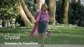  Presentation with fancy - Slide set with woman-in-a-fancy-raincoat background and a tawny brown colored foreground