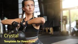  Presentation with gym junior - Presentation with woman-in-a-gym-lifting background and a tawny brown colored foreground