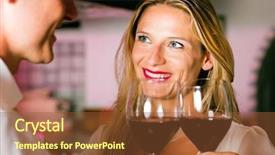  Presentation with man vs woman - Beautiful presentation theme featuring woman in a hotel bar backdrop and a tawny brown colored foreground