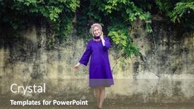  Presentation with wall - Theme enhanced with woman-in-a-lilac-coat background and a coral colored foreground