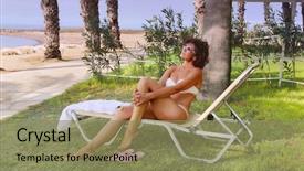  Presentation with lounge - Amazing slide set having woman in a lounge chair backdrop and a coral colored foreground