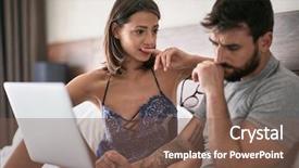  Presentation with sex - Audience pleasing slides consisting of woman in a man work backdrop and a violet colored foreground