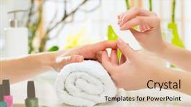  Presentation with nail salon - Slide deck with group diverse people dinner party outdoors concept background and a light gray colored foreground