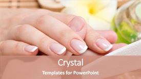  Presentation with finger nail - PPT theme featuring woman in a nail salon background and a coral colored foreground