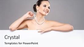  Presentation with pearl - Presentation theme having woman in a pearl necklace background and a pink colored foreground