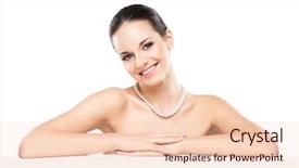  Presentation with pearl - Beautiful presentation theme featuring woman in a pearl necklace backdrop and a lemonade colored foreground