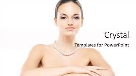  Presentation with pearl - Audience pleasing slides consisting of woman in a pearl necklace backdrop and a sky blue colored foreground