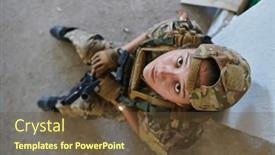  Presentation with mission - Slide set consisting of woman-in-a-professional-military background and a tawny brown colored foreground