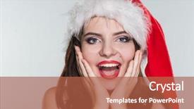  Presentation with merry christmas - Slide set featuring woman in a red mrs background and a  colored foreground