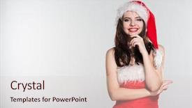  Presentation with merru christmas - PPT theme enhanced with woman in a red mrs background and a  colored foreground