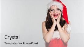  Presentation with merru christmas - Presentation design consisting of woman in a red mrs background and a  colored foreground