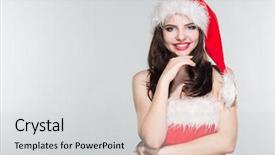  Presentation with merru christmas - Slide set with woman in a red mrs background and a light gray colored foreground