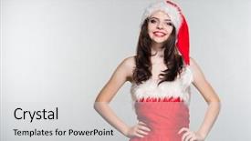  Presentation with merru christmas - Colorful presentation theme enhanced with woman in a red mrs backdrop and a  colored foreground