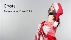  Presentation with merry christmas - Presentation theme featuring woman in a red mrs background and a  colored foreground