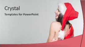  Presentation with merry christmas - Presentation design enhanced with woman in a red mrs background and a  colored foreground