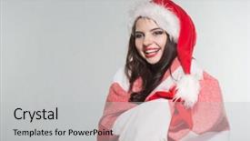  Presentation with merru christmas - Presentation consisting of woman in a red mrs background and a  colored foreground