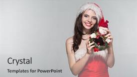  Presentation with merry christmas - Beautiful theme featuring woman in a red mrs backdrop and a  colored foreground