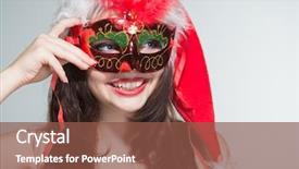  Presentation with merry christmas - PPT theme featuring woman in a red mrs background and a tawny brown colored foreground