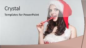  Presentation with christmas candy - Beautiful slide deck featuring woman in a red mrs backdrop and a  colored foreground