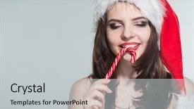  Presentation with merry christmas - Colorful slide set enhanced with woman in a red mrs backdrop and a  colored foreground