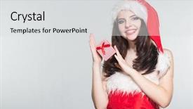  Presentation with merry christmas - Audience pleasing slide deck consisting of woman in a red mrs backdrop and a light gray colored foreground