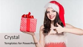  Presentation with merru christmas - Amazing PPT theme having woman in a red mrs backdrop and a coral colored foreground