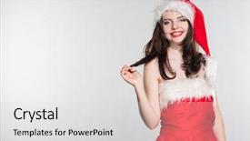  Presentation with merry christmas - Colorful slide set enhanced with woman in a red mrs backdrop and a lemonade colored foreground