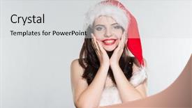 Presentation with merry christmas - Slide deck consisting of woman in a red mrs background and a light gray colored foreground