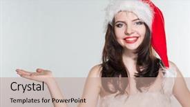  Presentation with merru christmas - Slide deck featuring woman in a red mrs background and a coral colored foreground