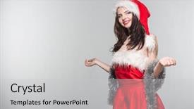  Presentation with merry christmas - PPT layouts enhanced with woman in a red mrs background and a  colored foreground