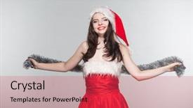  Presentation with merry christmas - Amazing slide deck having woman in a red mrs backdrop and a  colored foreground