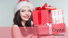  Presentation with merry christmas - PPT theme consisting of woman in a red mrs background and a  colored foreground
