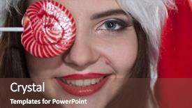  Presentation with christmas candy - Audience pleasing slide deck consisting of woman in a red mrs backdrop and a  colored foreground