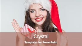 Presentation with merry christmas - PPT theme featuring woman in a red mrs background and a  colored foreground