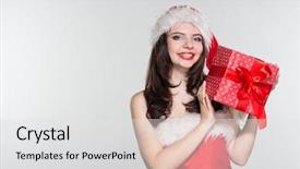  Presentation with merry christmas - Slide set consisting of woman in a red mrs background and a  colored foreground