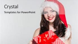  Presentation with merry christmas - Beautiful slide deck featuring woman in a red mrs backdrop and a  colored foreground