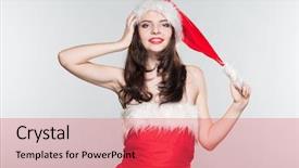  Presentation with merry christmas - Presentation design enhanced with woman in a red mrs background and a red colored foreground