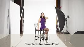  Presentation with photo show - Cool new PPT theme with woman in a short purple backdrop and a soft green colored foreground