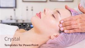  Presentation with beautician - Slide deck having woman-in-a-spa-salon background and a lemonade colored foreground