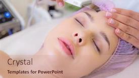  Presentation with spa salon - Presentation enhanced with woman-in-a-spa-salon background and a coral colored foreground