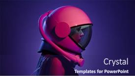  Presentation with neon - Presentation design consisting of woman-in-a-space-helmet background and a navy blue colored foreground