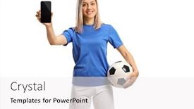  Presentation with ball sports - Colorful PPT layouts enhanced with woman-in-a-sports-jersey backdrop and a white colored foreground